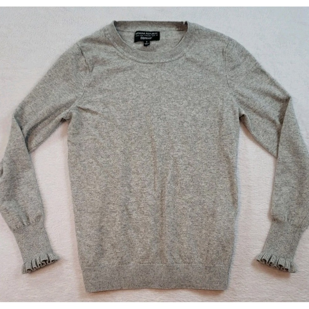 Banana Republic Womens Sweater Small Gray Merino Wool Cashmere Blend